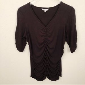 Cabi Black 3/4 Sleeve Gathered Middle Sz L